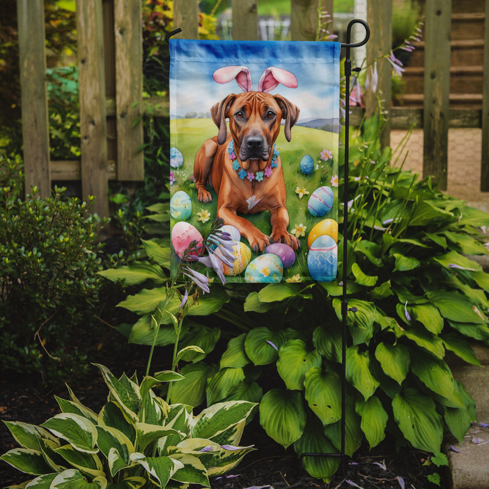 Rhodesian Ridgeback Easter Egg Hunt Garden Flag