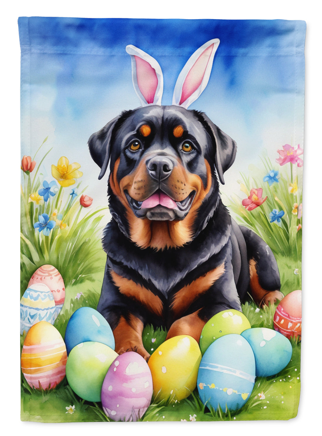 Buy this Rottweiler Easter Egg Hunt House Flag