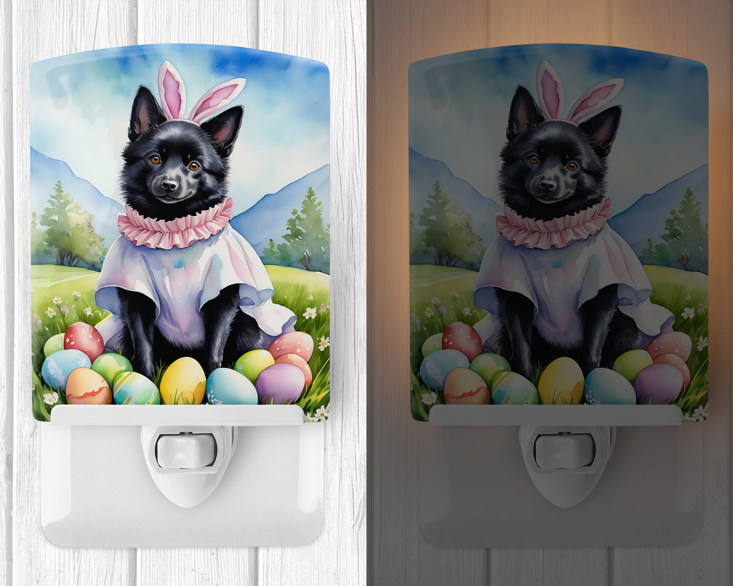 Schipperke Easter Egg Hunt Ceramic Night Light