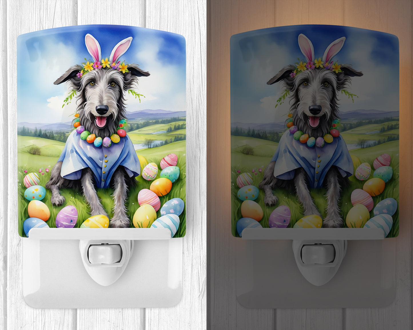 Scottish Deerhound Easter Egg Hunt Ceramic Night Light