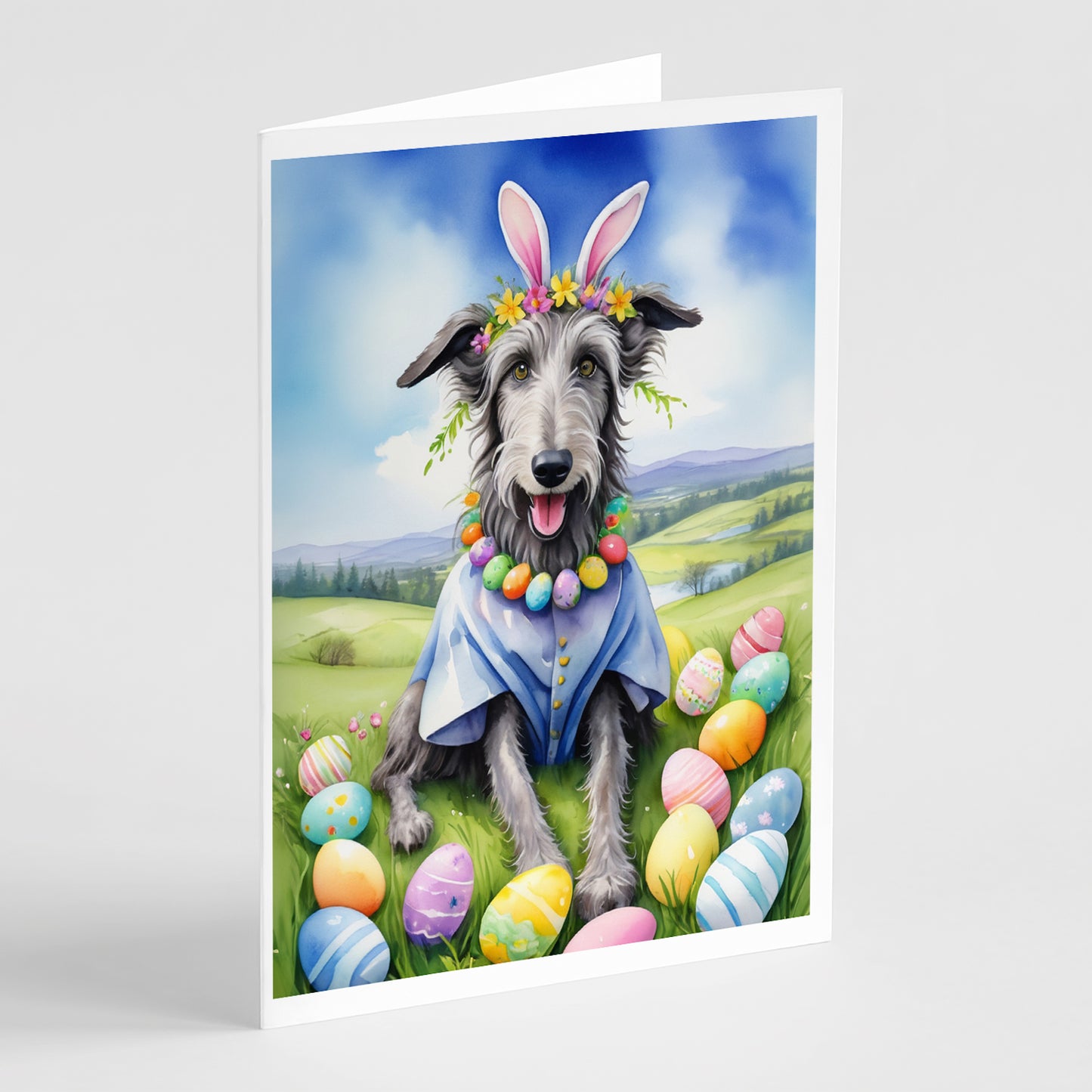 Buy this Scottish Deerhound Easter Egg Hunt Greeting Cards Pack of 8