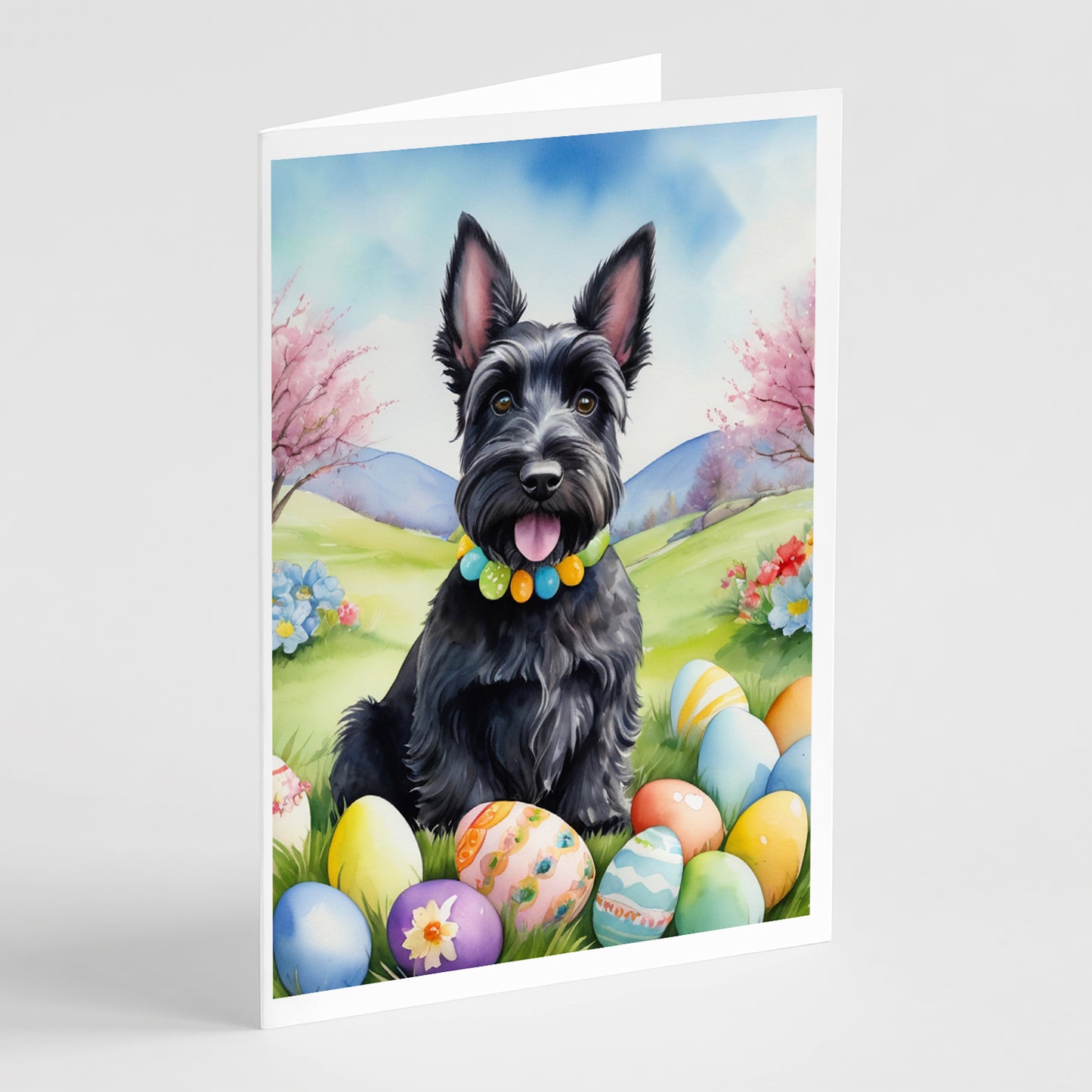 Buy this Scottish Terrier Easter Egg Hunt Greeting Cards Pack of 8