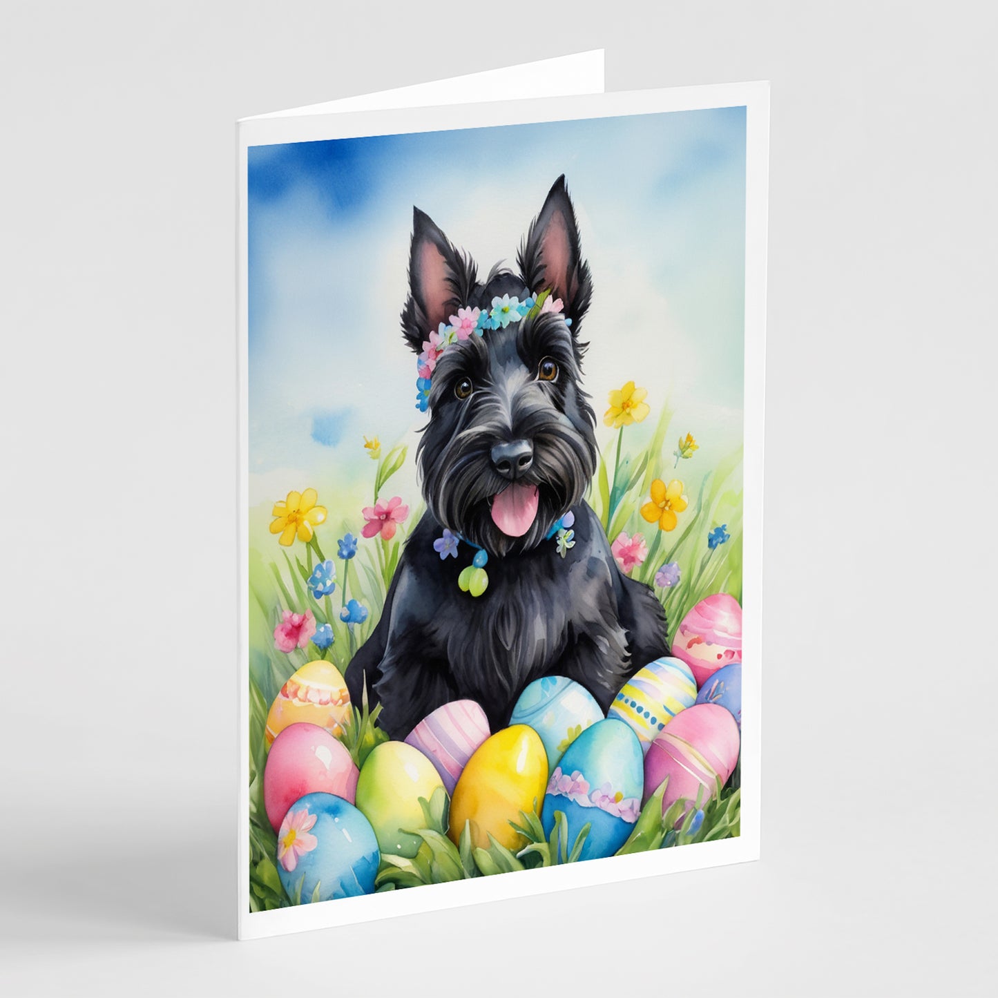 Buy this Scottish Terrier Easter Egg Hunt Greeting Cards Pack of 8