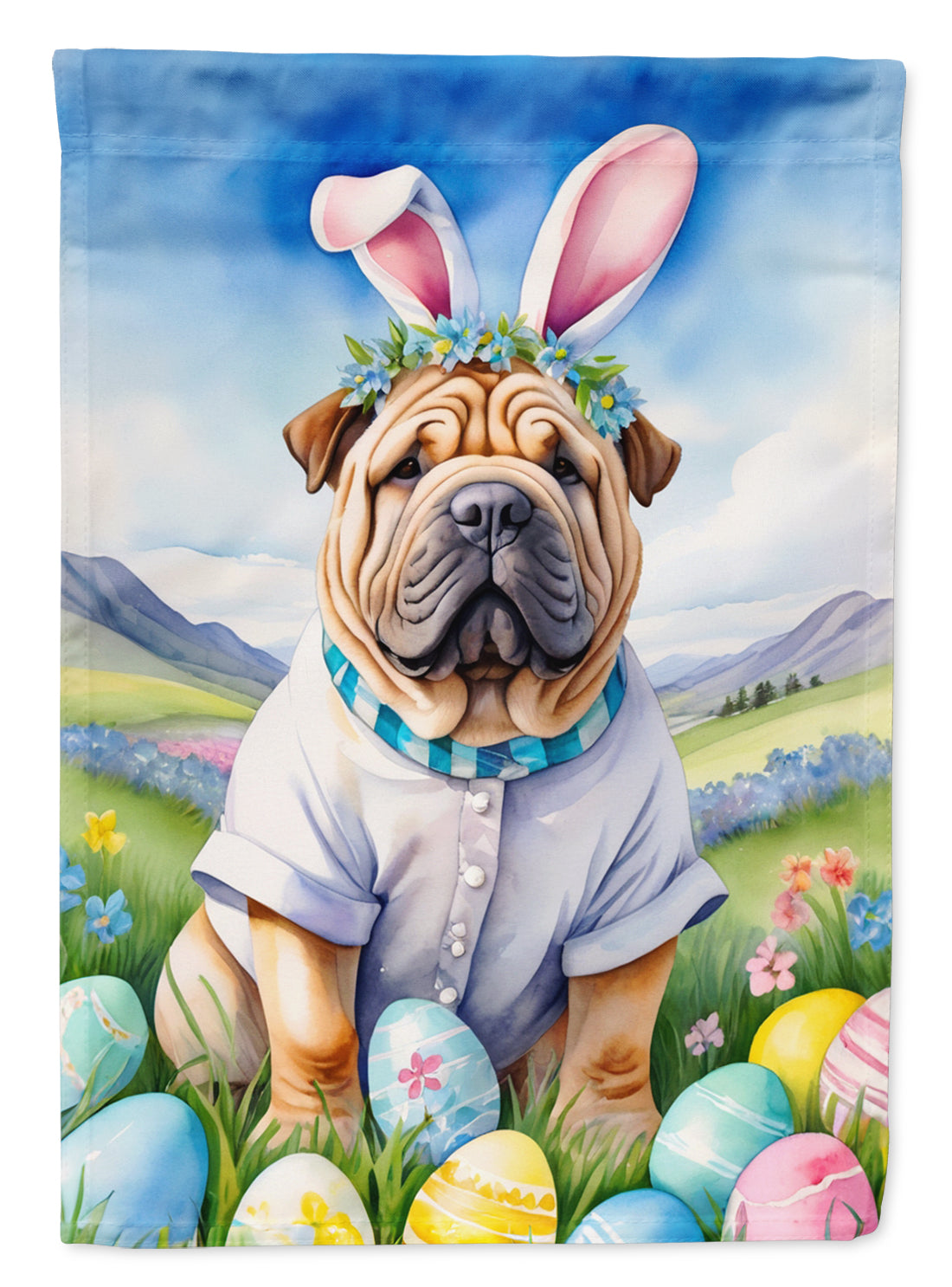 Buy this Shar Pei Easter Egg Hunt Garden Flag