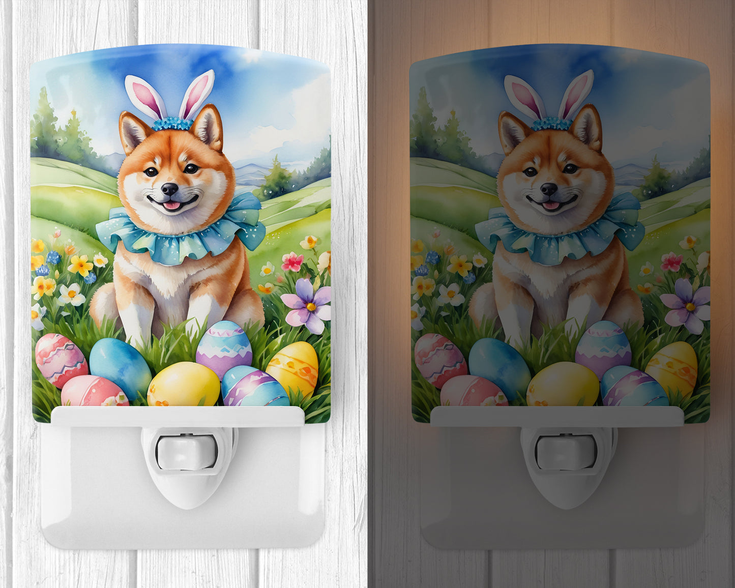 Shiba Inu Easter Egg Hunt Ceramic Night Light