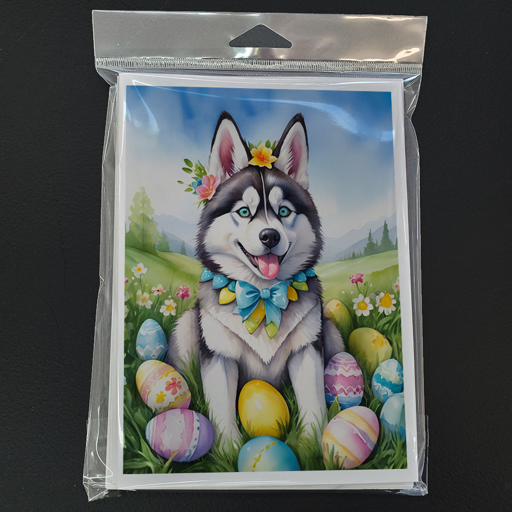 Siberian Husky Easter Egg Hunt Greeting Cards Pack of 8