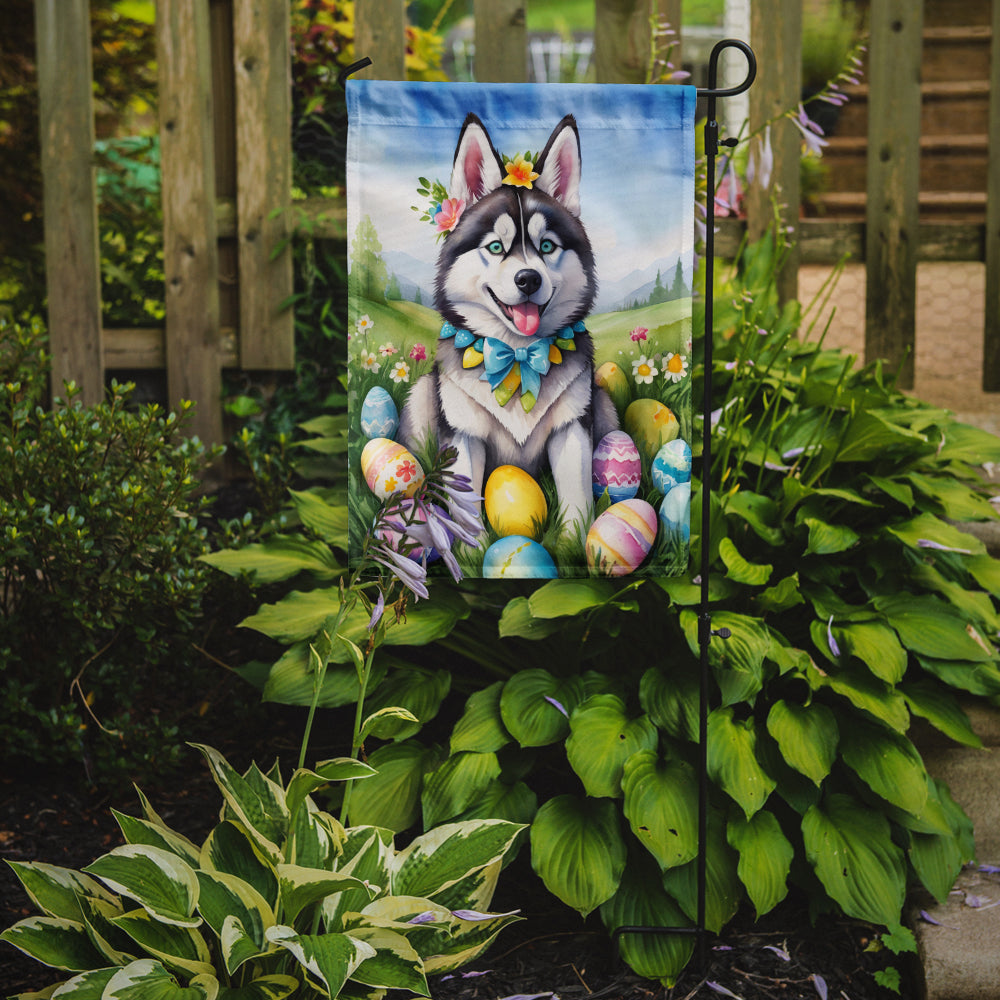 Siberian Husky Easter Egg Hunt Garden Flag