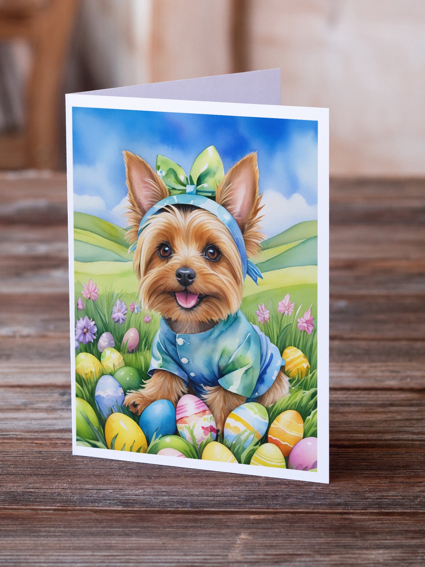 Silky Terrier Easter Egg Hunt Greeting Cards Pack of 8