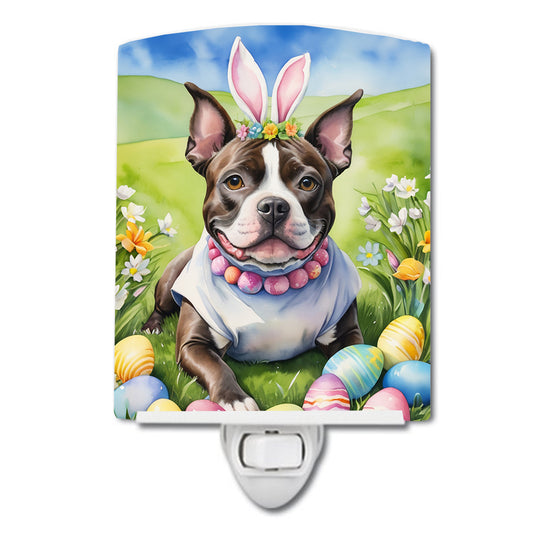 Buy this Staffordshire Bull Terrier Easter Egg Hunt Ceramic Night Light