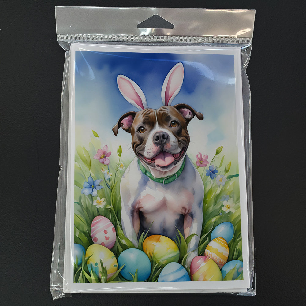 Staffordshire Bull Terrier Easter Egg Hunt Greeting Cards Pack of 8