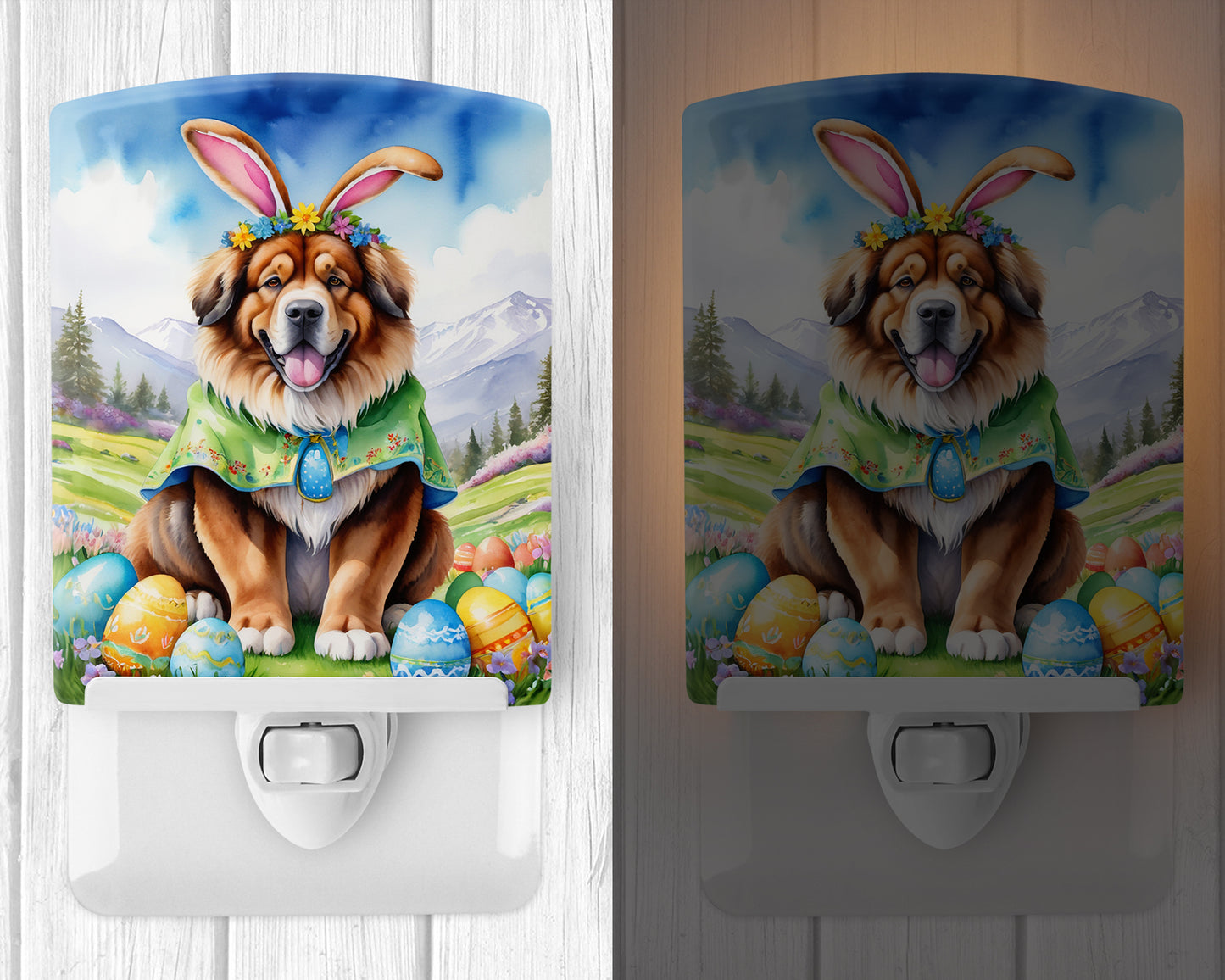 Tibetan Mastiff Easter Egg Hunt Ceramic Night Light