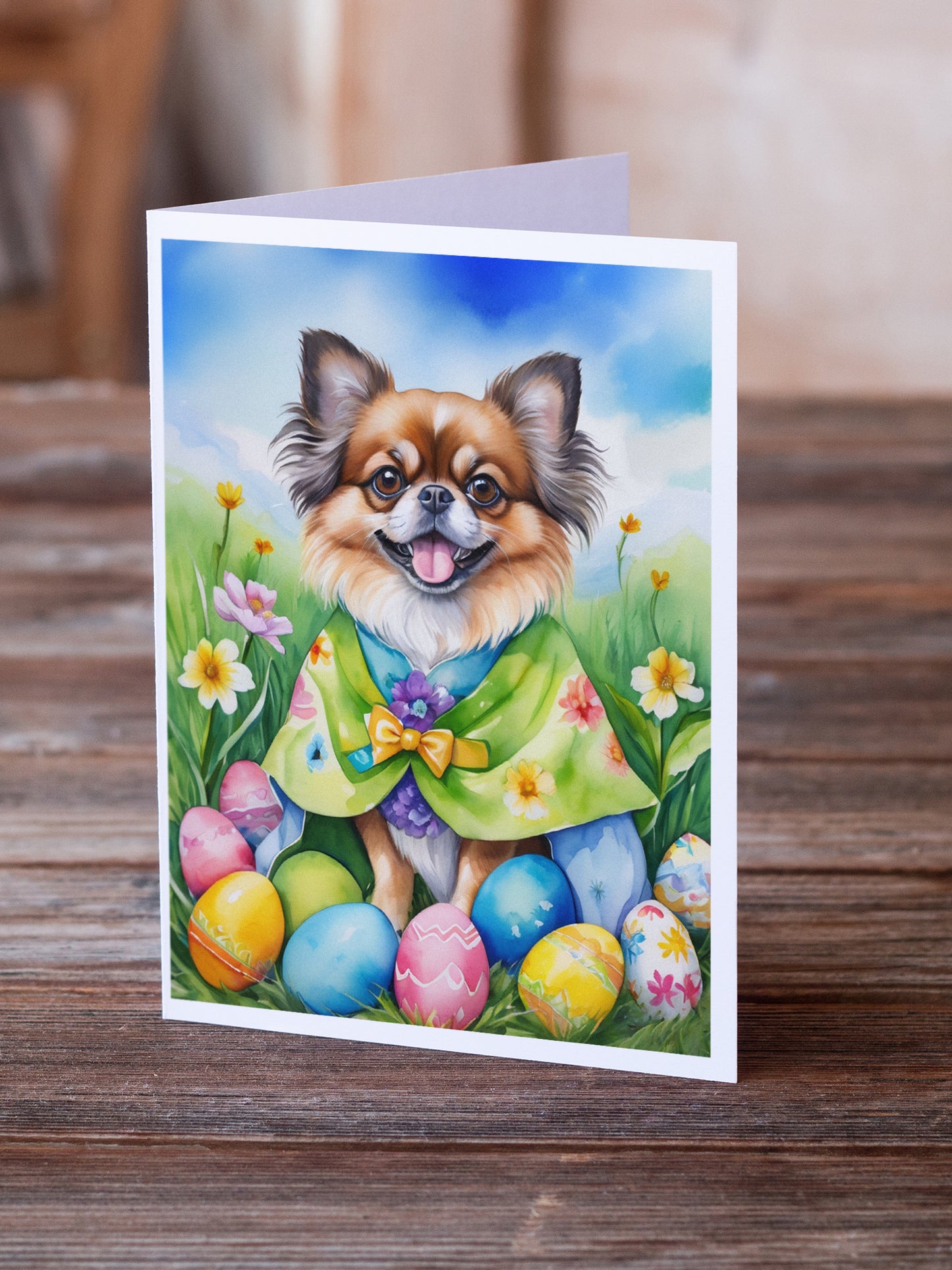 Tibetan Spaniel Easter Egg Hunt Greeting Cards Pack of 8