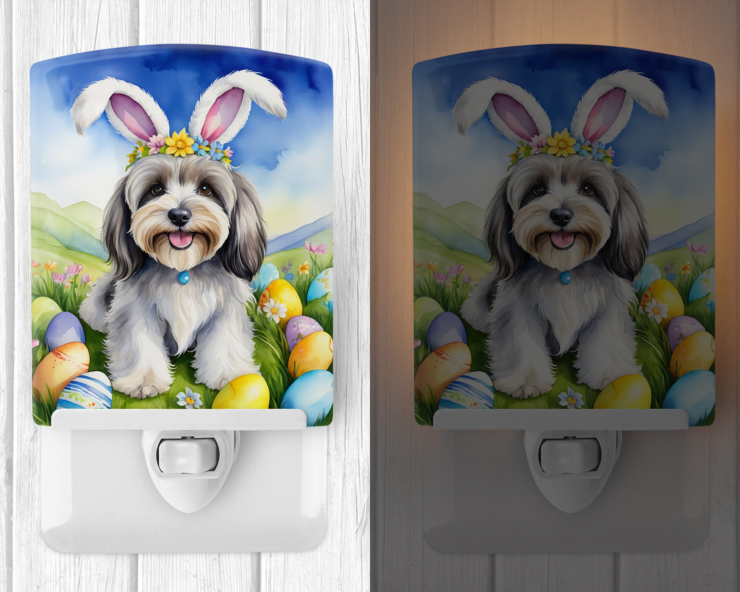 Tibetan Terrier Easter Egg Hunt Ceramic Night Light