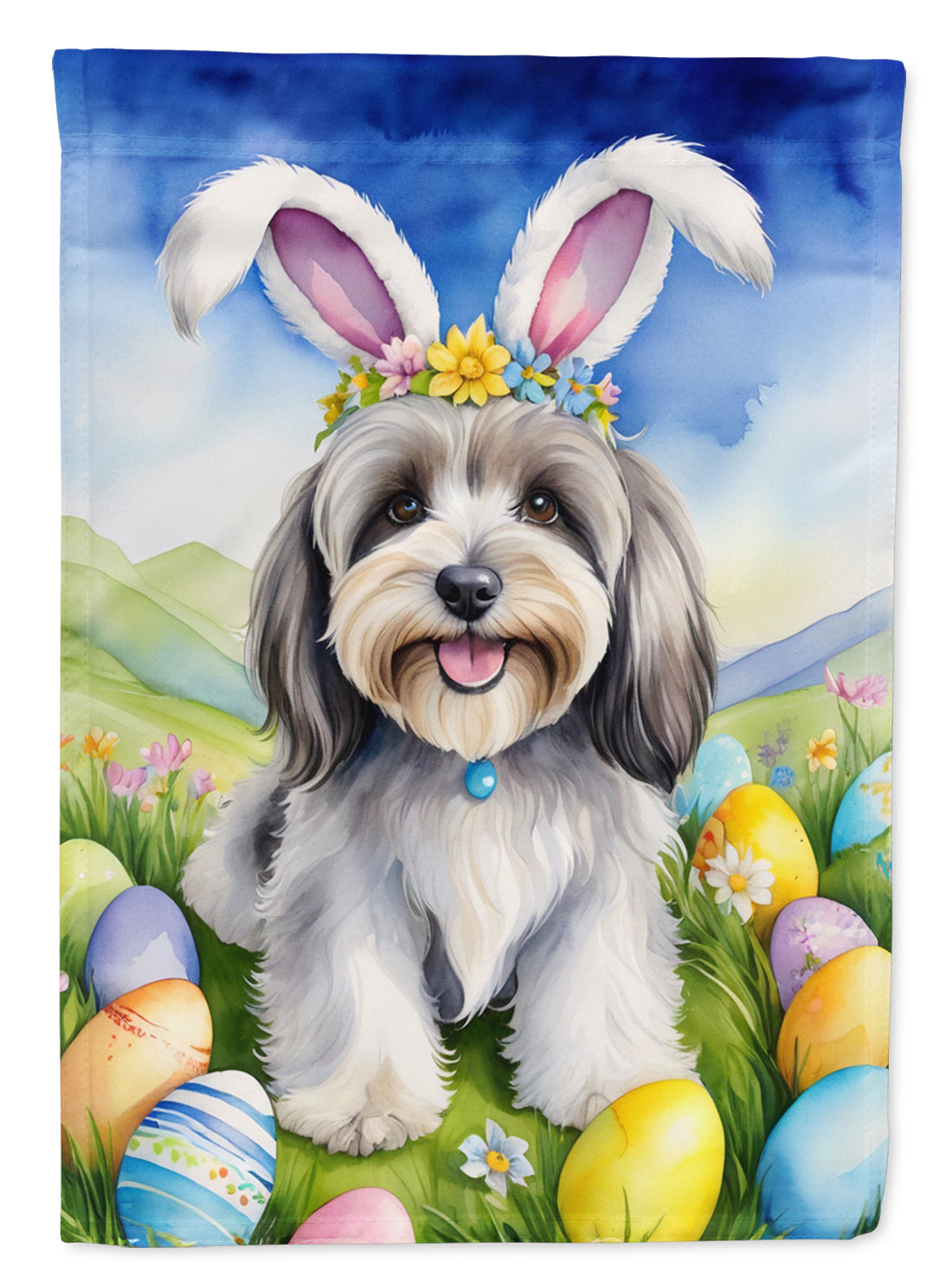 Buy this Tibetan Terrier Easter Egg Hunt Garden Flag