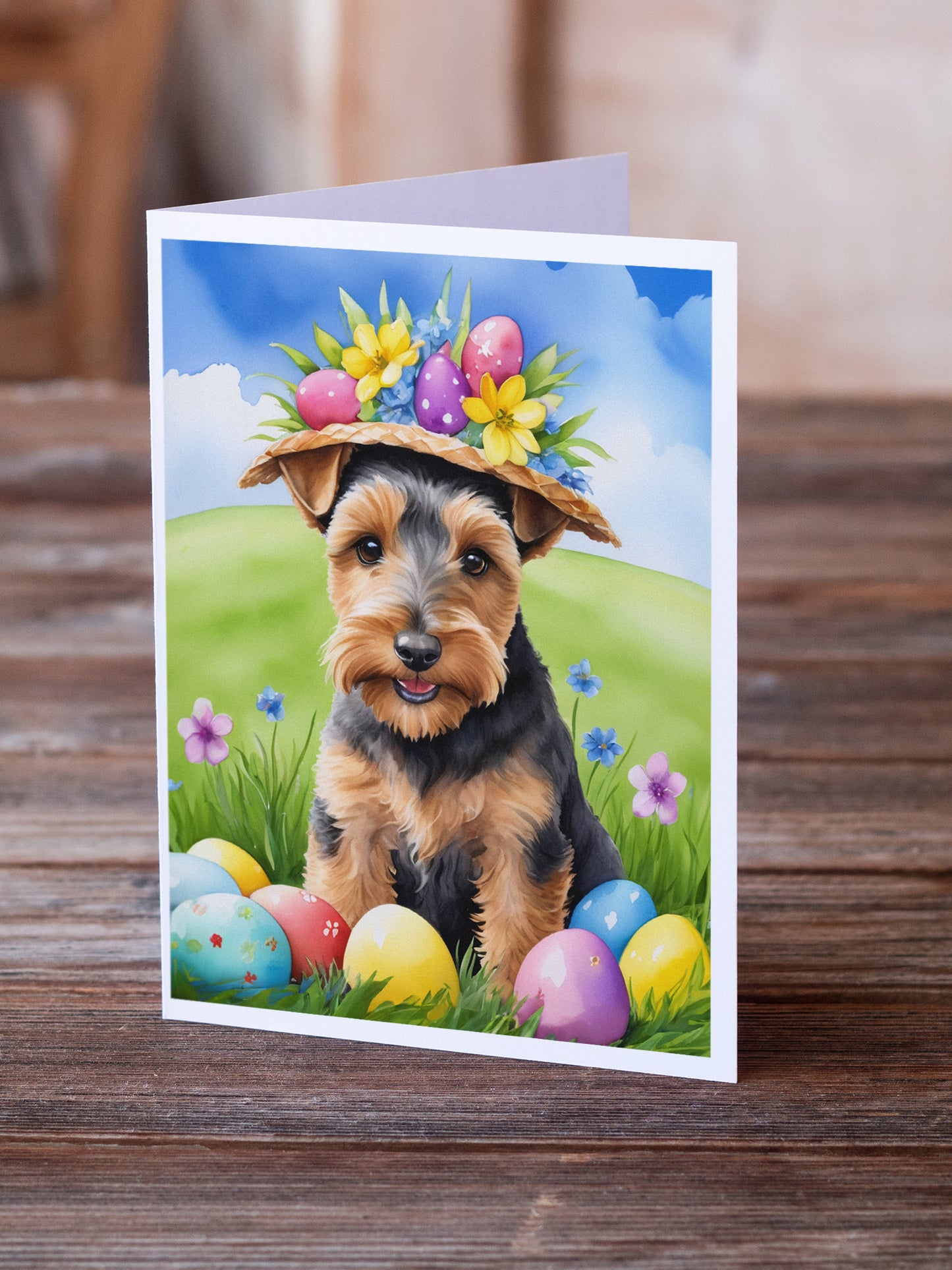 Welsh Terrier Easter Egg Hunt Greeting Cards Pack of 8