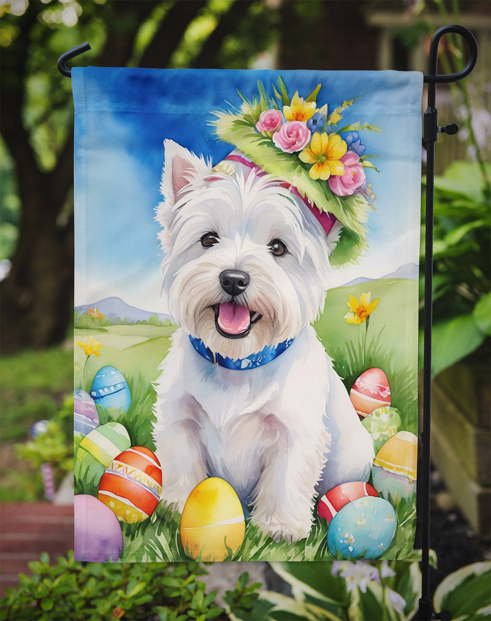 Westie Easter Egg Hunt Garden Flag