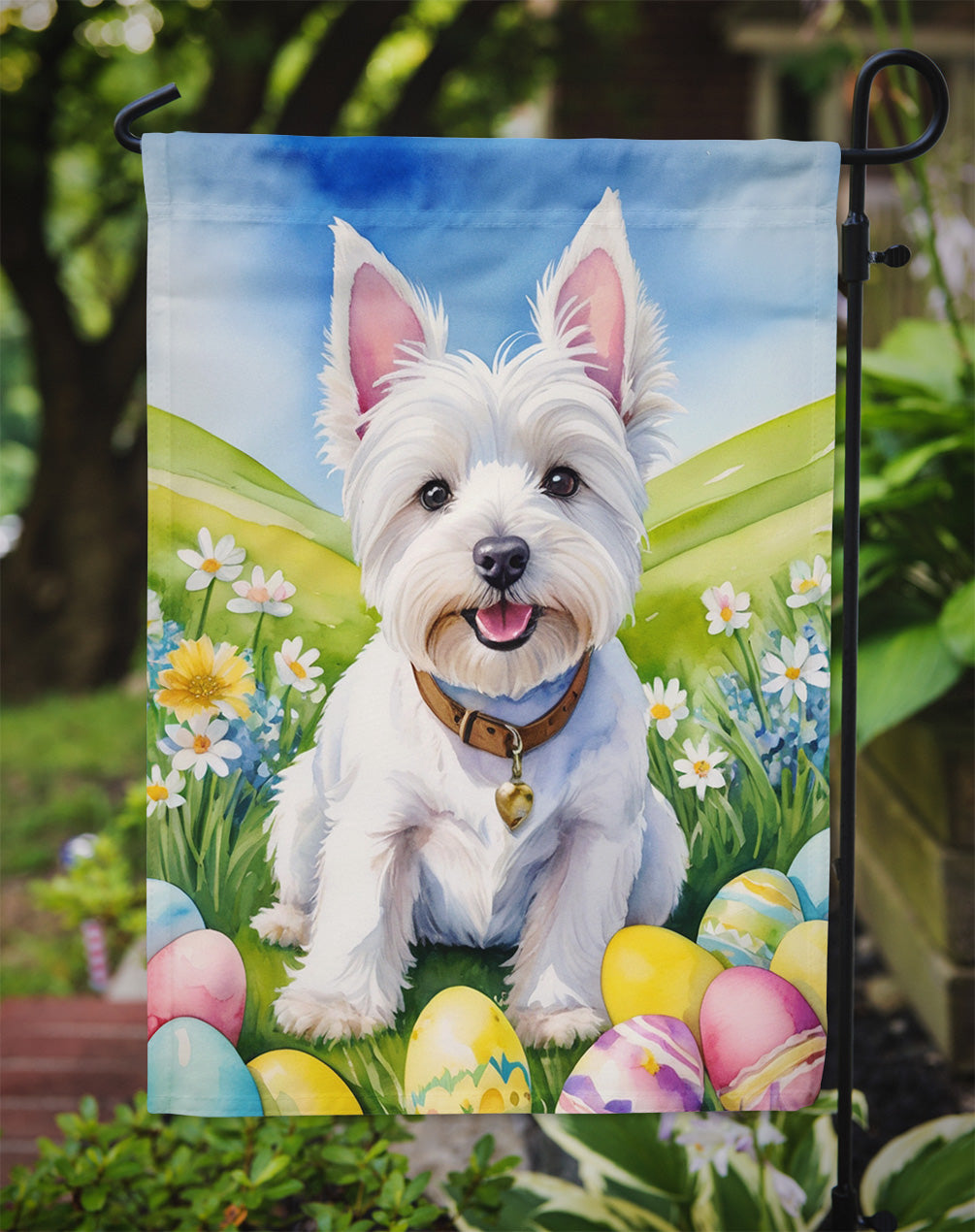 Westie Easter Egg Hunt Garden Flag