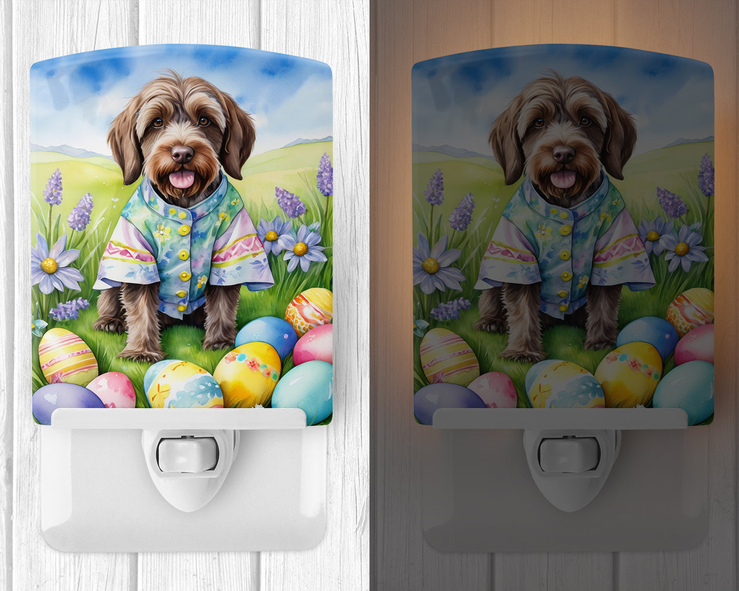 Wirehaired Pointing Griffon Easter Egg Hunt Ceramic Night Light