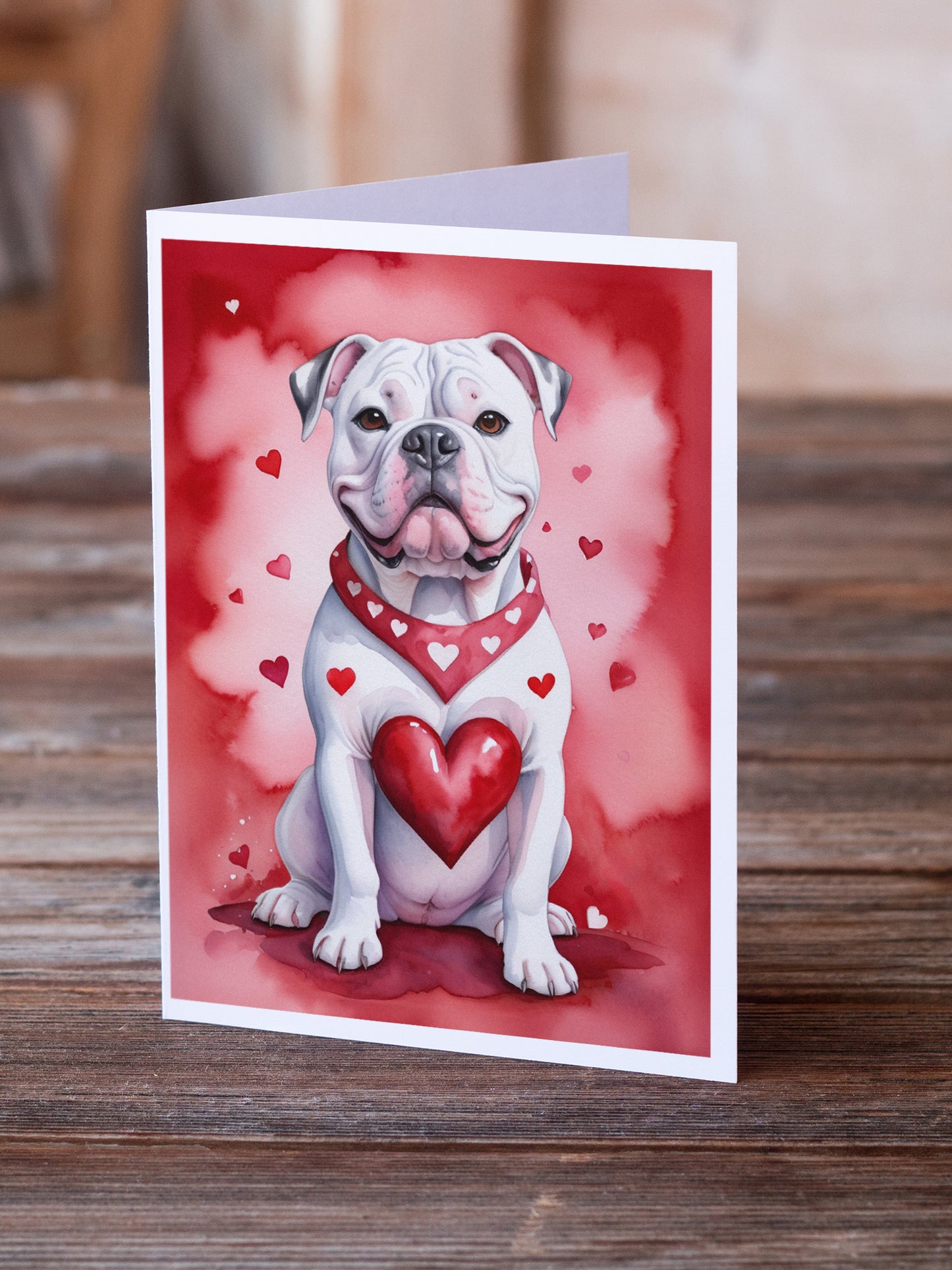 American Bulldog My Valentine Greeting Cards Pack of 8