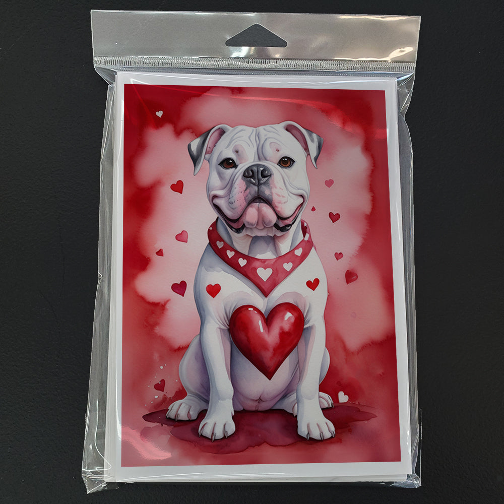American Bulldog My Valentine Greeting Cards Pack of 8