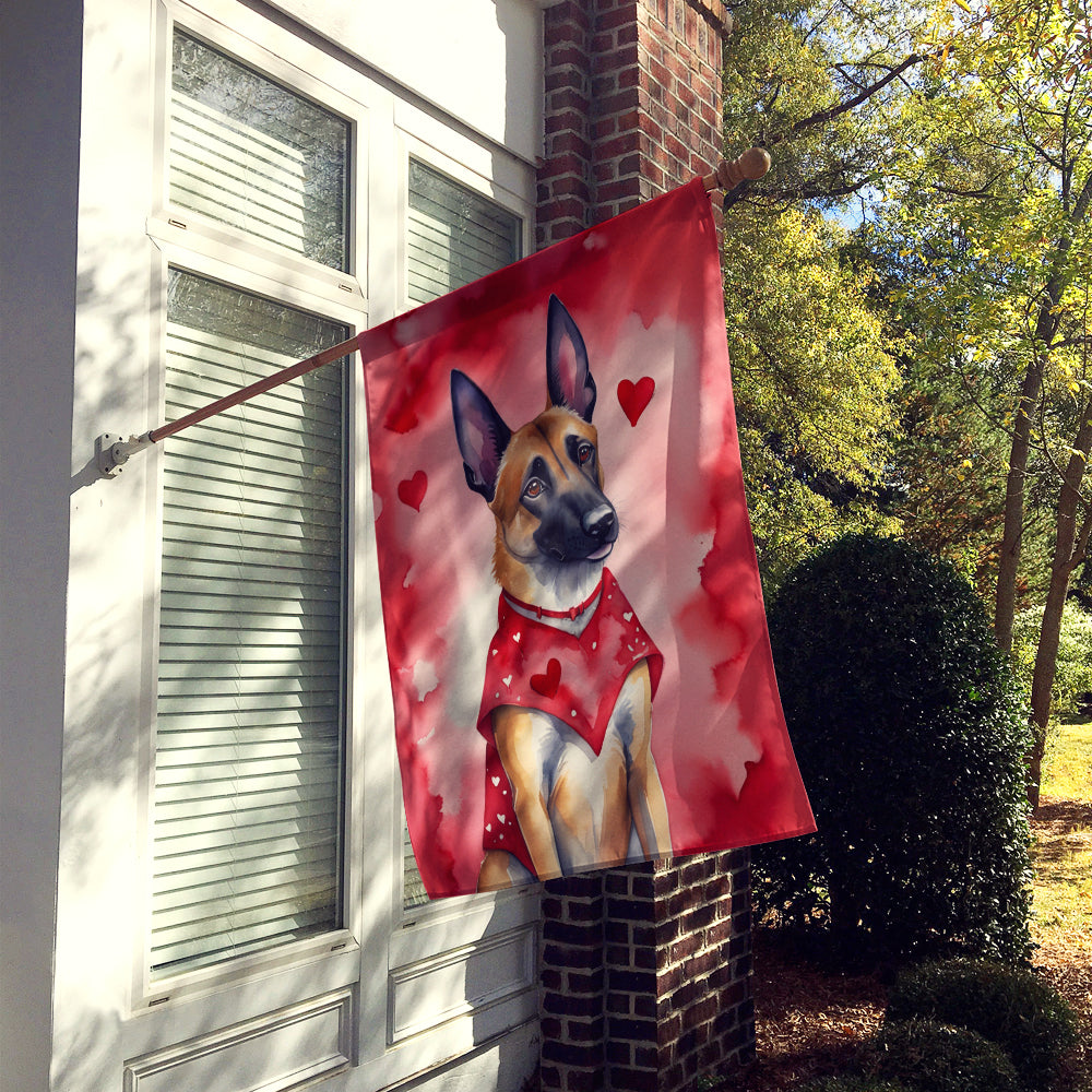 Belgian Malinois My Valentine House Flag