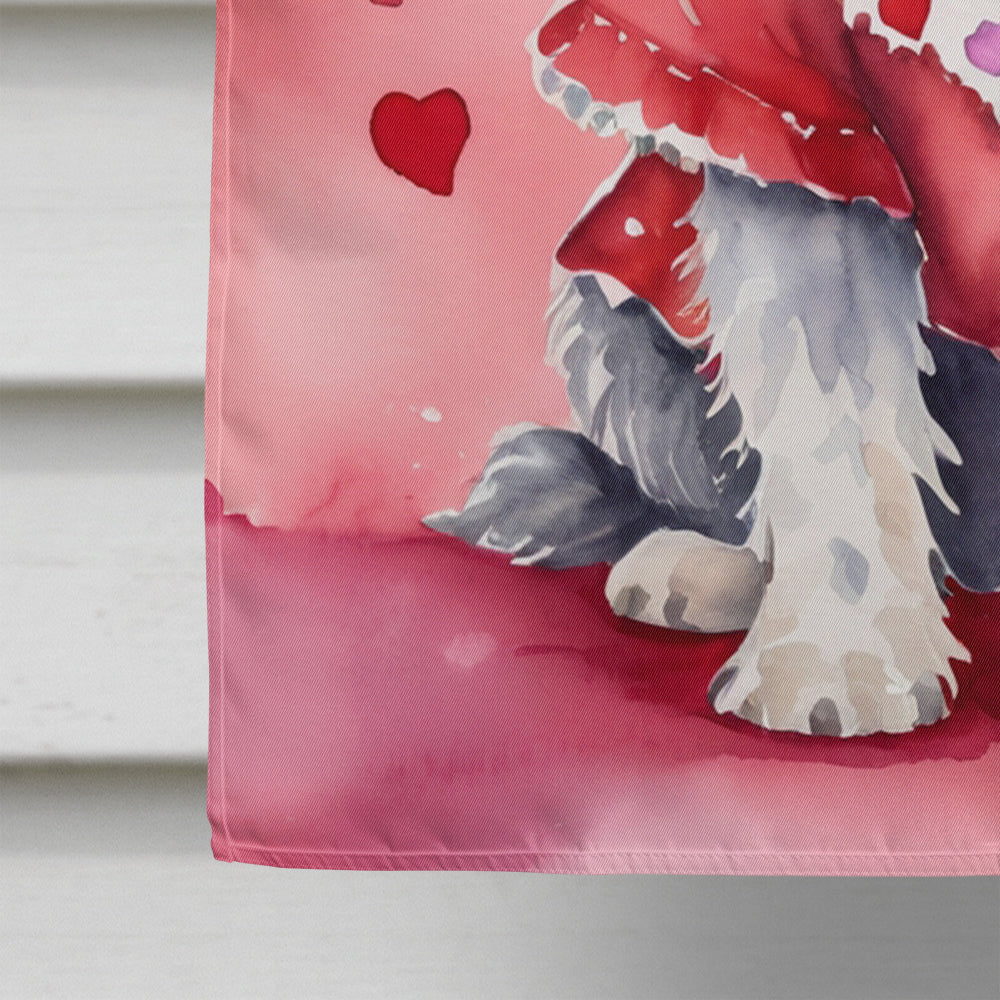 Bergamasco Sheepdog My Valentine House Flag