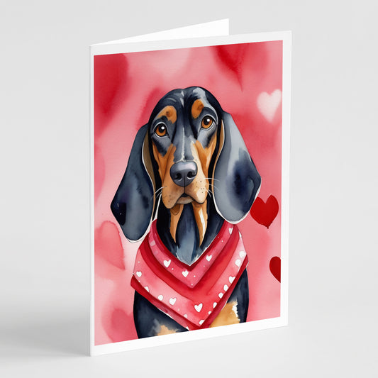 Buy this Black and Tan Coonhound My Valentine Greeting Cards Pack of 8