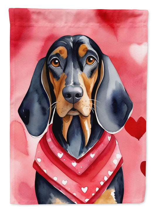 Buy this Black and Tan Coonhound My Valentine Garden Flag