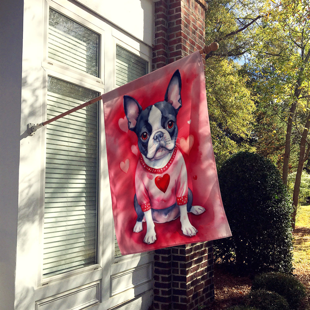 Boston Terrier My Valentine House Flag