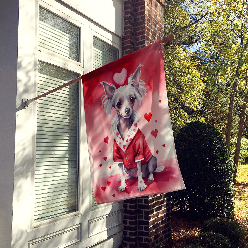 Chinese Crested My Valentine House Flag