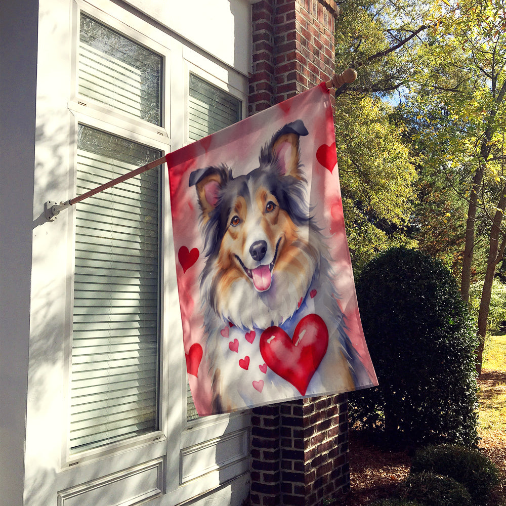 Collie My Valentine House Flag