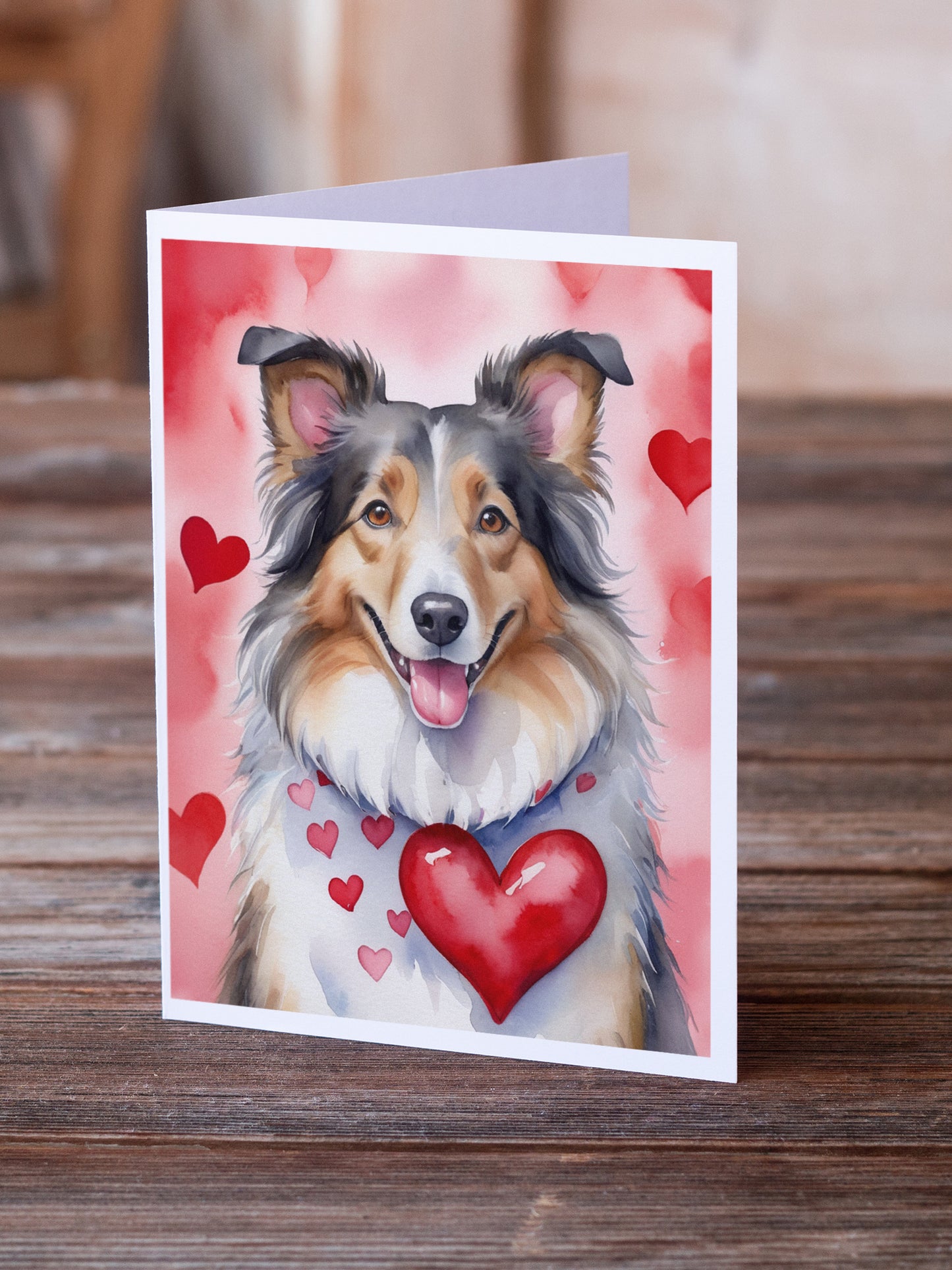 Collie My Valentine Greeting Cards Pack of 8