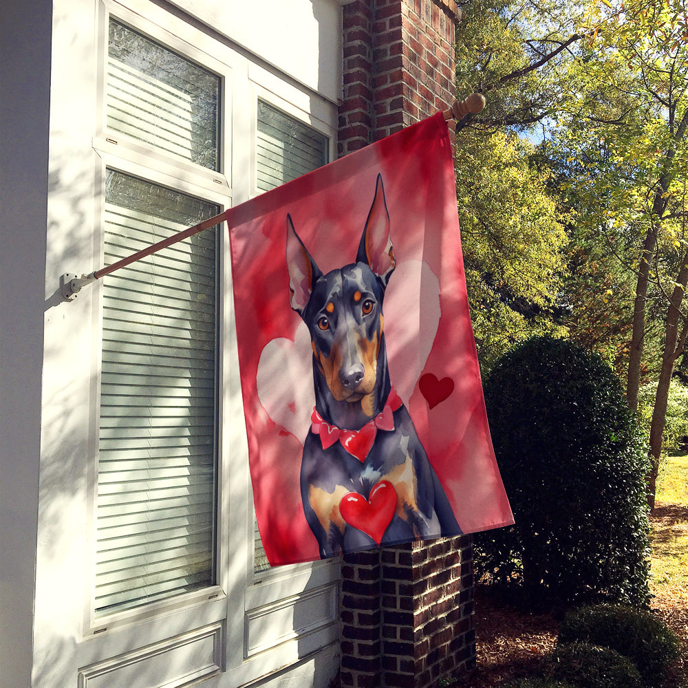 Doberman Pinscher My Valentine House Flag