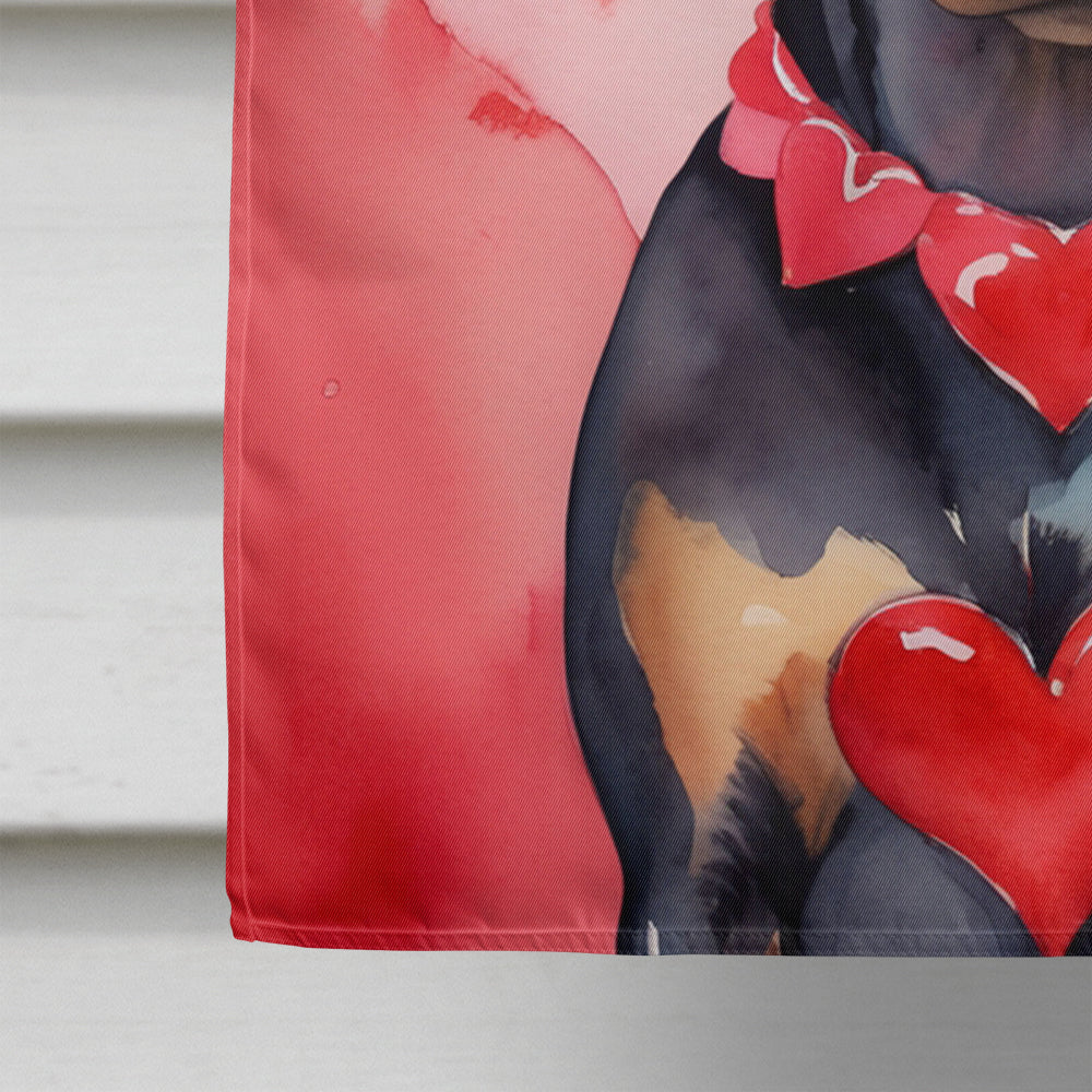 Doberman Pinscher My Valentine House Flag