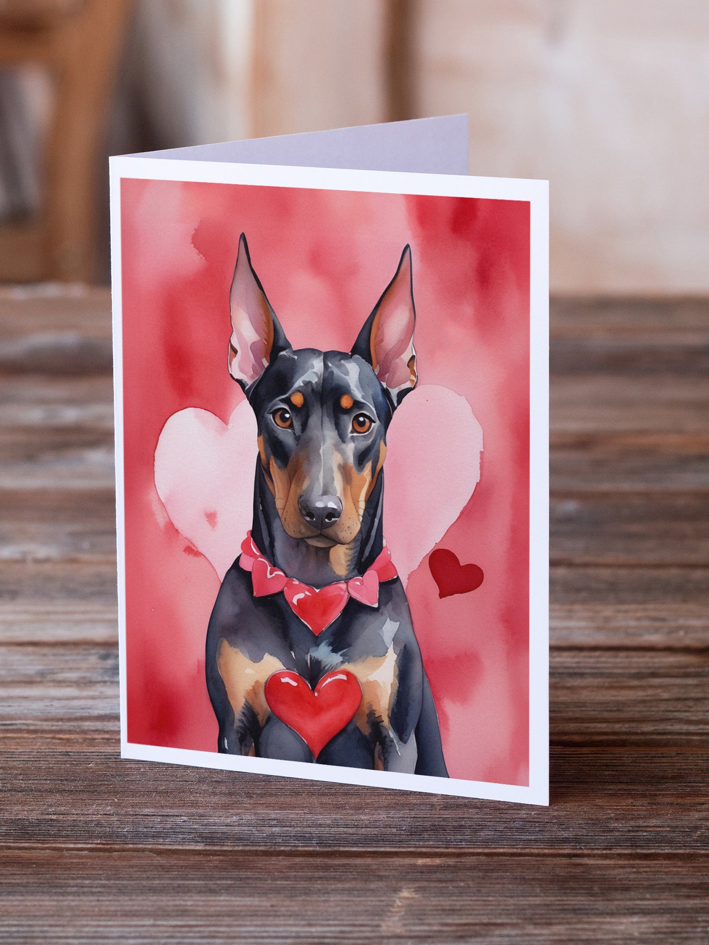 Doberman Pinscher My Valentine Greeting Cards Pack of 8