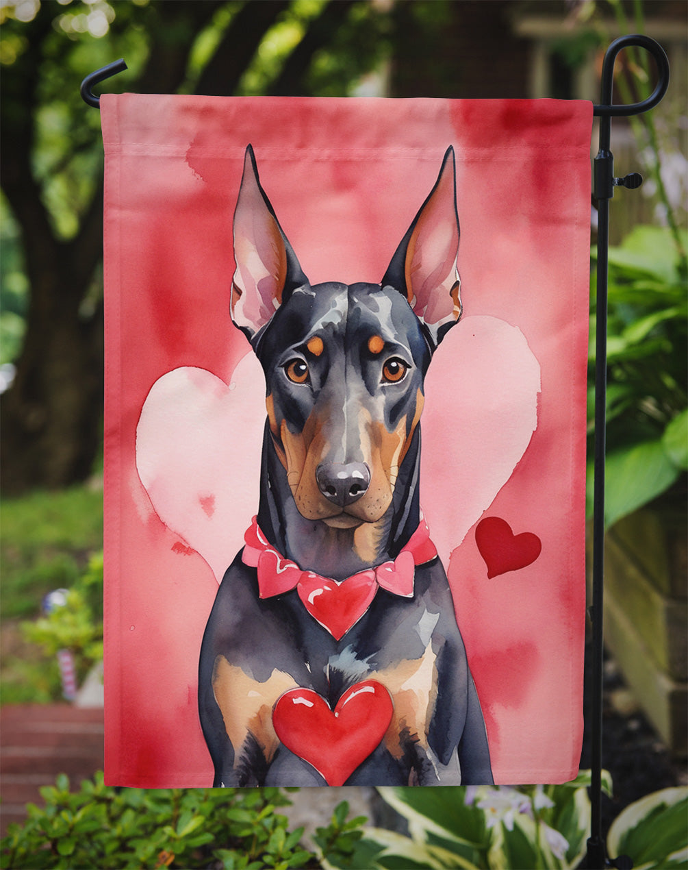 Doberman Pinscher My Valentine Garden Flag