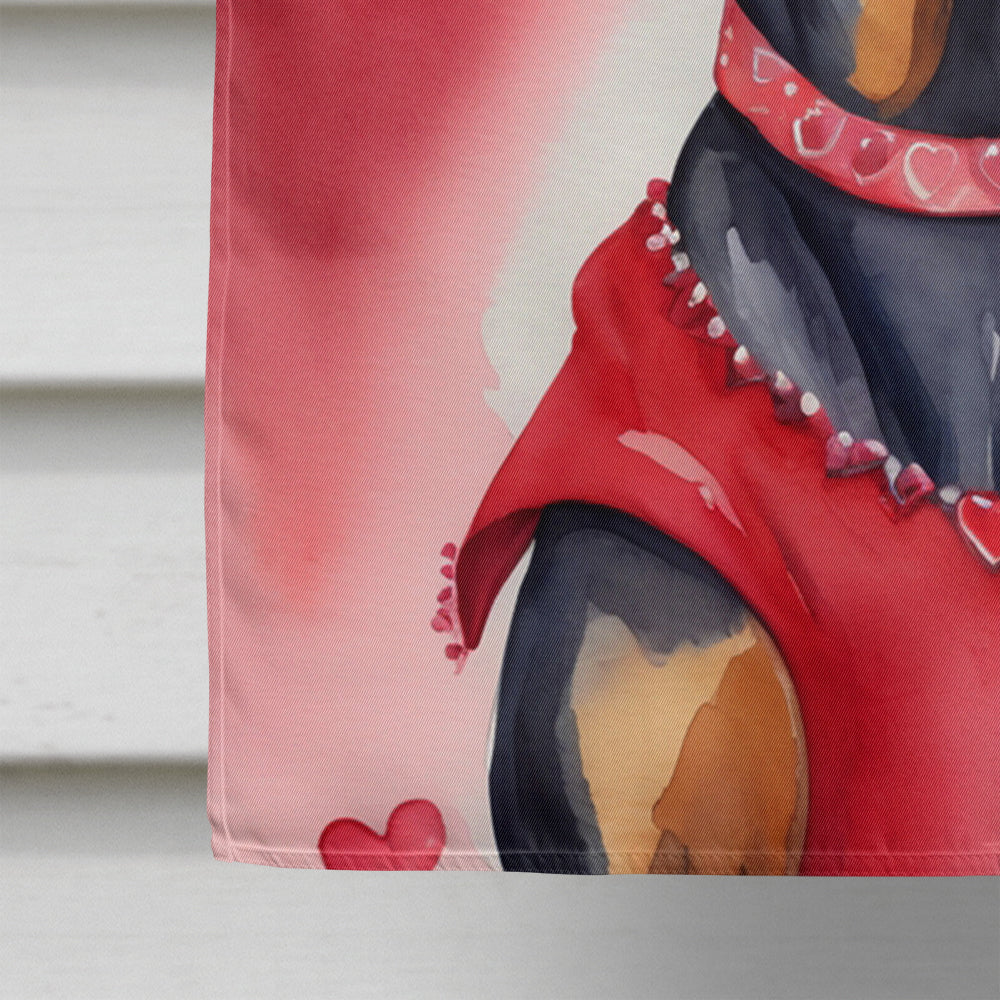 Doberman Pinscher My Valentine House Flag