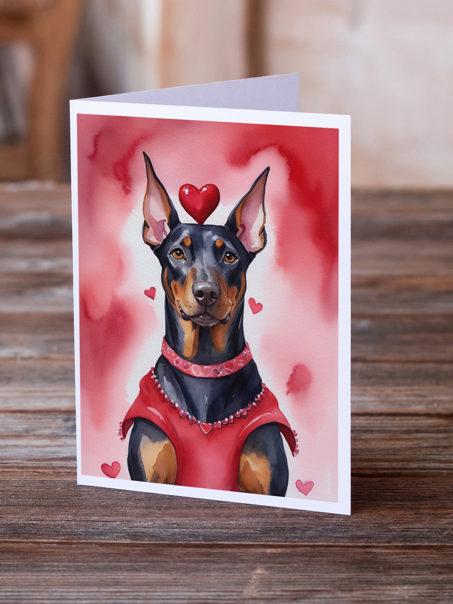 Doberman Pinscher My Valentine Greeting Cards Pack of 8