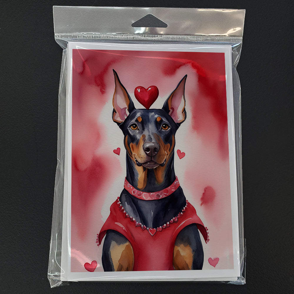 Doberman Pinscher My Valentine Greeting Cards Pack of 8