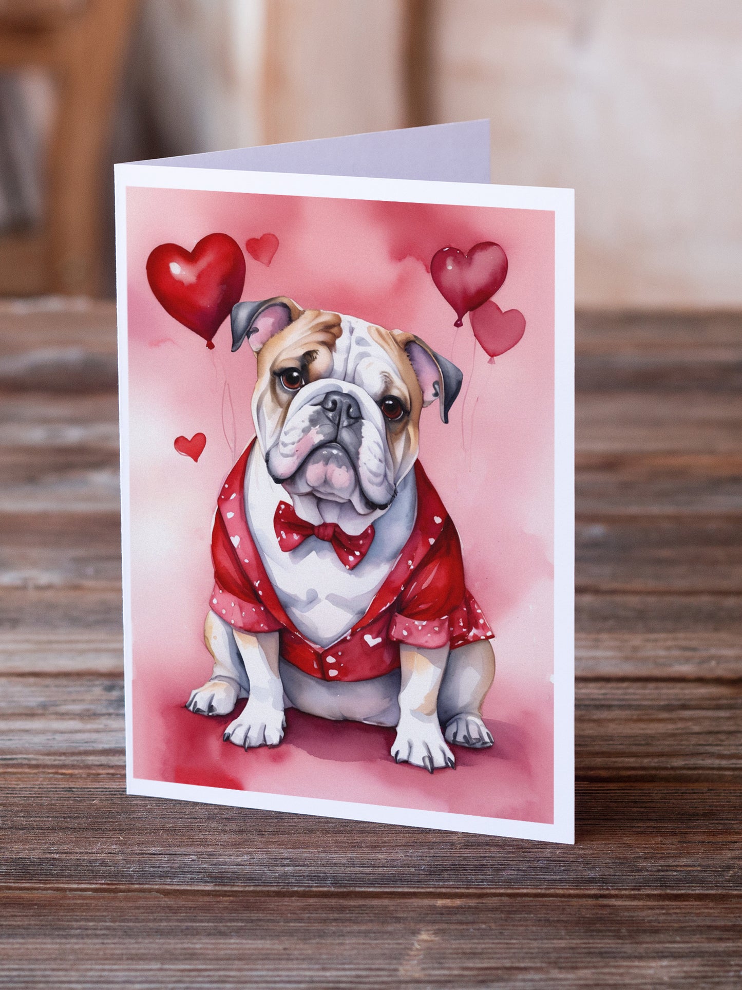 English Bulldog My Valentine Greeting Cards Pack of 8