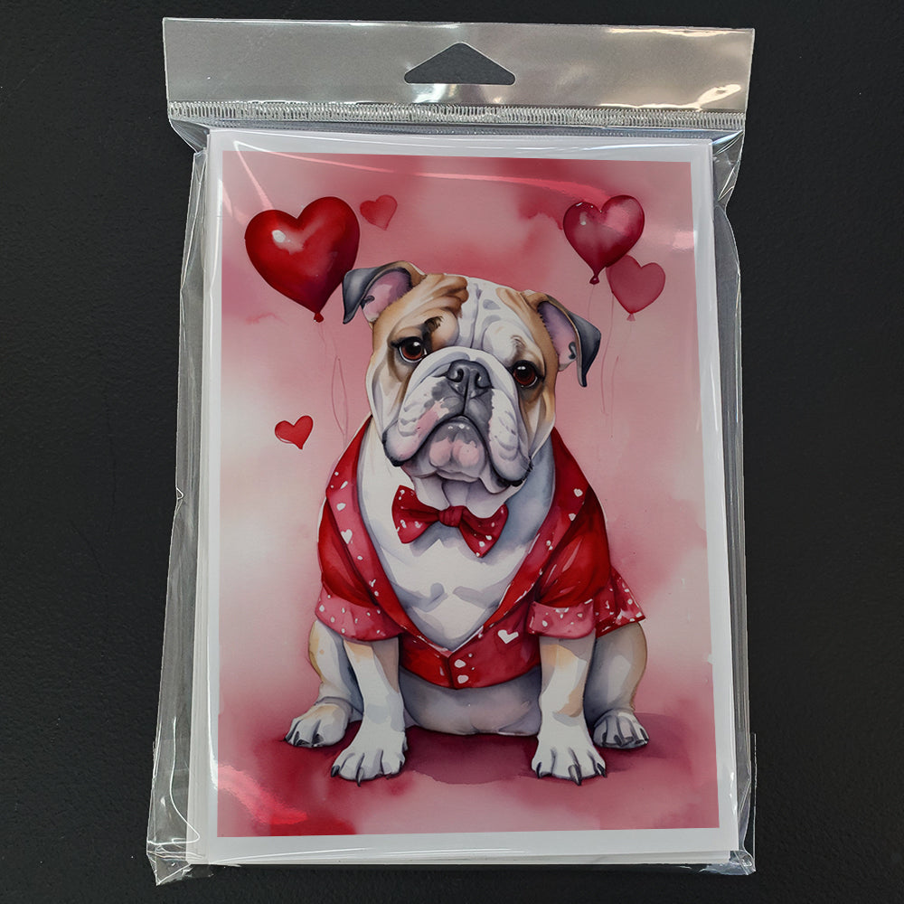 English Bulldog My Valentine Greeting Cards Pack of 8