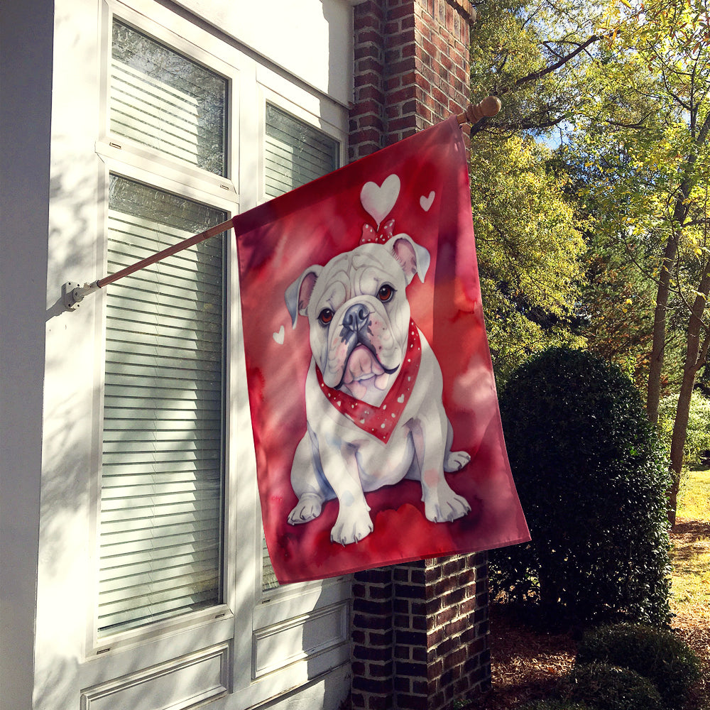 English Bulldog My Valentine House Flag