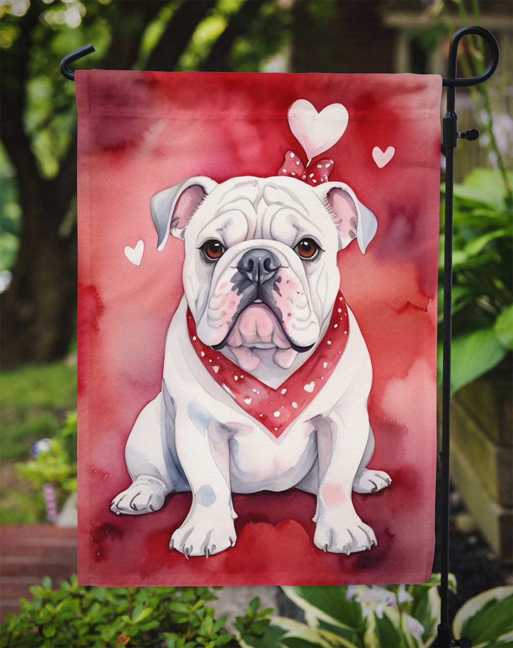 English Bulldog My Valentine Garden Flag