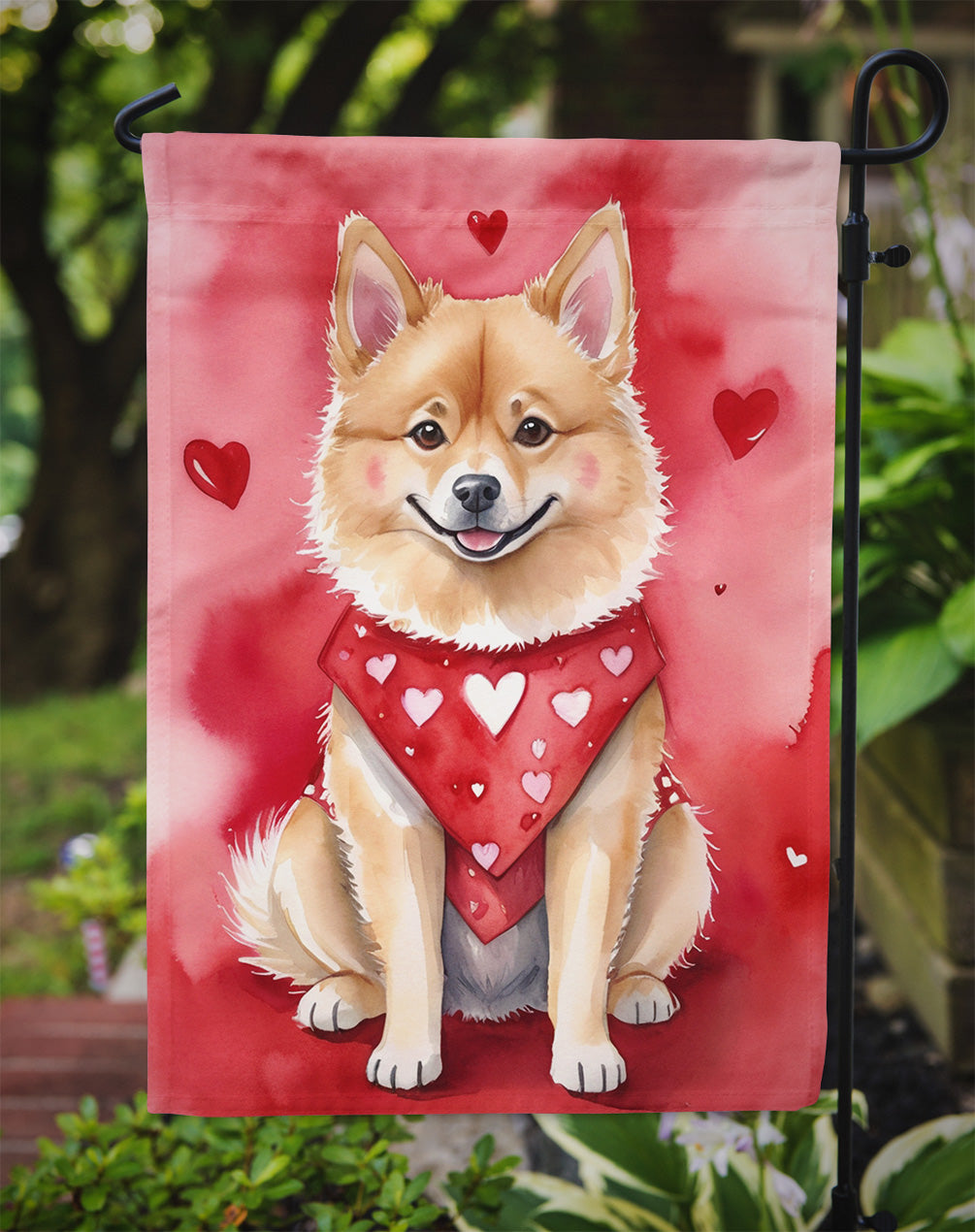 Finnish Spitz My Valentine Garden Flag