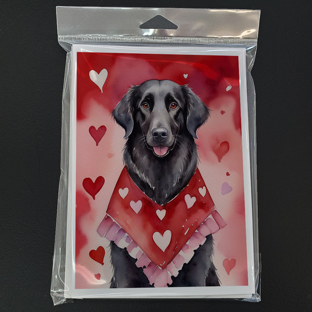 Flat-Coated Retriever My Valentine Greeting Cards Pack of 8