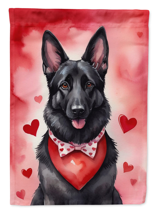 Buy this Black German Shepherd My Valentine Garden Flag