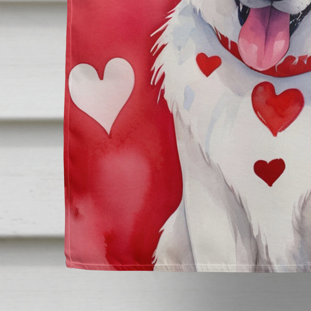 White German Shepherd My Valentine House Flag