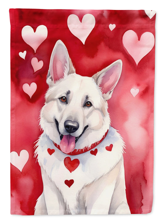 Buy this White German Shepherd My Valentine Garden Flag