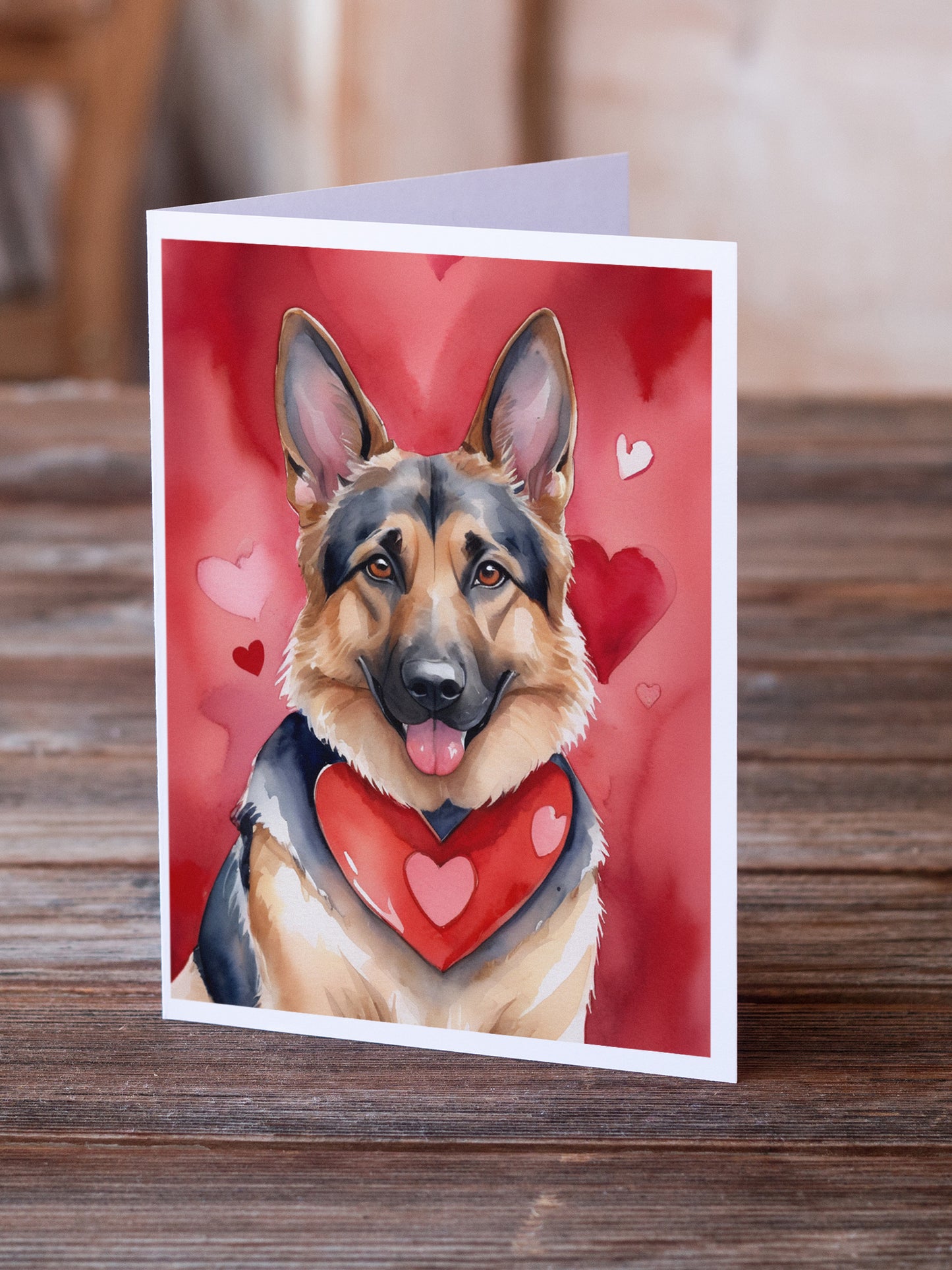 German Shepherd My Valentine Greeting Cards Pack of 8