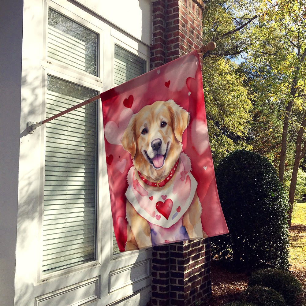 Golden Retriever My Valentine House Flag